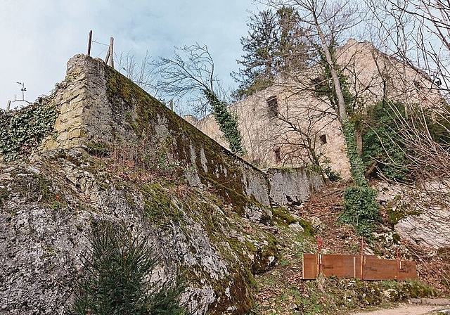 Die Mauer muss dringend saniert werden: Beim Temple Rustique ist sie bereits eingestürzt. Foto: Tobias Gfeller.