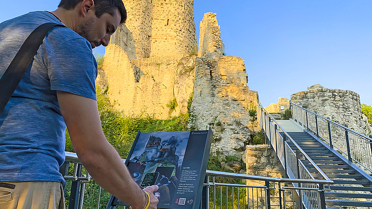 Das Smartphone macht’s möglich: Den Zugang zu den Geschichten erhält man via QR-Code.  Foto: ZVG / Archäologie Baselland