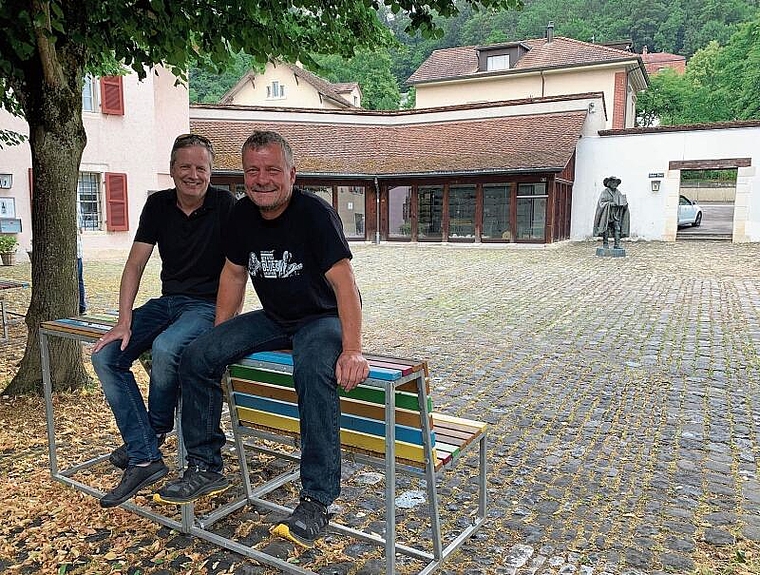 Austragungsort: Martin Thomann (r.) und Felix Stähli freuen sich, wenns auf dem Helyeplatz groovt. Foto: Gaby Walther