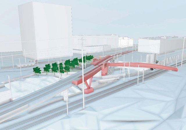 Umstrittenes Projekt: die geplante Fussgängerbrücke beim Freilager. Foto: zVg/ Visualisierung