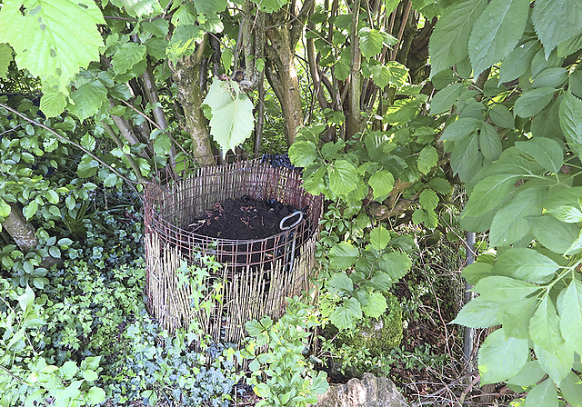 Kreislauf: Lauschige Kompost-Ecke in naturnahem Garten.  Foto: Edmondo Savoldelli