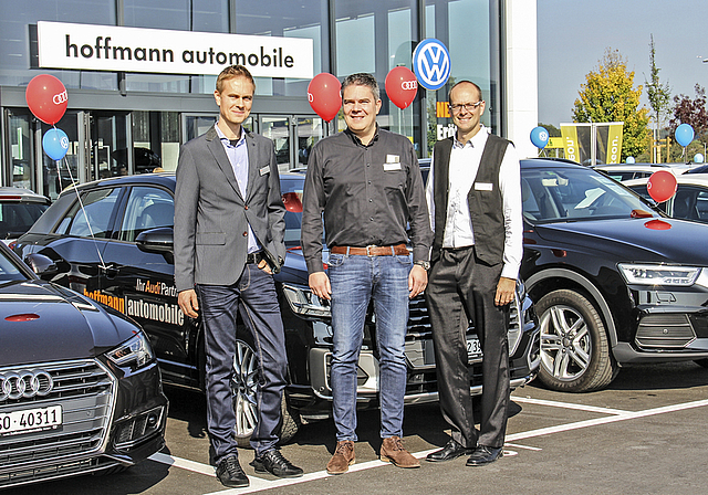 Setzen auf Autos der Volkswagengruppe: Michael Hoffmann, Christian Hoffmann, Stefan Vogel (v. l.) Foto: Tobias Gfeller