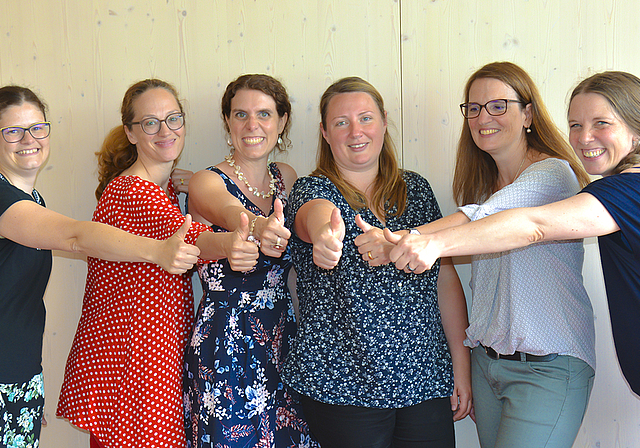 Beflügelt durch die breite Unterstützung durch die Gemeinde, Vereine und Private (v. l.): Der Vorstand des Vereins Familienzentrum Münchenstein mit Jenny Rentsch, Claudia Lanthemann, Annina Liechty, Mirsada Turina, Alexandra Zimmerli und Karin Kä