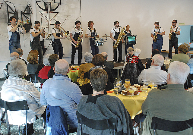 Funky: Die Musiker von «Brass Department» wussten den anwesenden Gästen des Neujahrsapéros zu gefallen.  Foto: Thomas Brunnschweiler