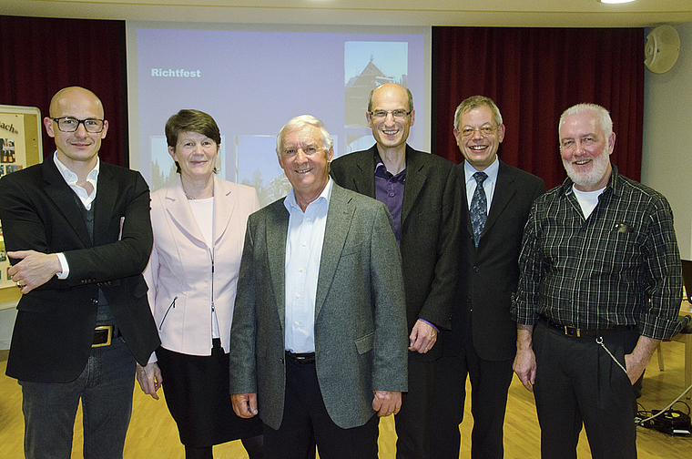 Die Verwaltung: Valentin Hänggi, Lisbeth Maritz, Oswald Mathis, Philipp Staub, Hugo Huber und Rolf Nebel (v. l.)  Foto: Heiner Leuthardt