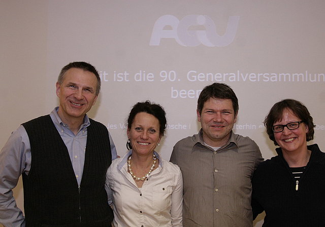 Rochaden im AGIV-Vorstand: Bruno Steiger (l.) ist neu im Vorstand, Monika Strobel übernimmt mit Andrea Hänggi (r.) das Co-Präsidium, während Urs Schneeberger als Präsident demissioniert und den Vorstand verlässt.  Foto: Lukas Hausendorf