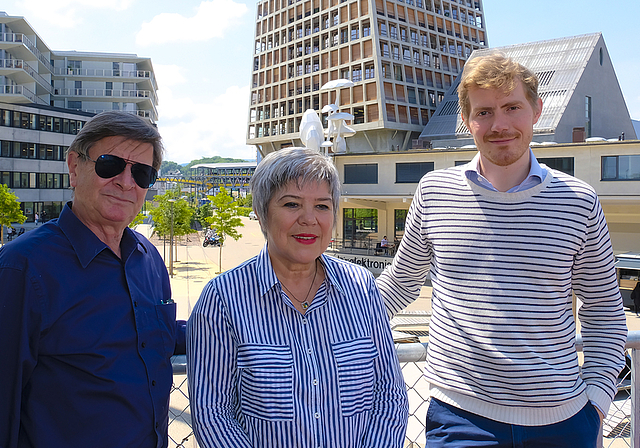 Zuversichtlich: Peter und Melek Adam-Laube sowie Elias Schäfer (r.), Vorstandsmitglieder der IG Freilager-Platz.  Foto: Thomas Brunnschweiler