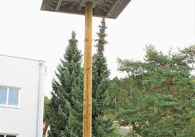 Endlich neue Wohnungen für Mehlschwalben: Schwalbenhaus am Obermattweg in Zwingen. Foto: Jürg Jeanloz