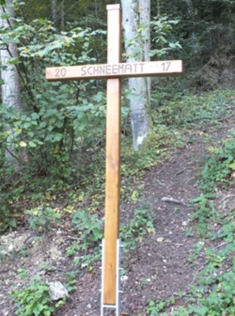 Markiert dank Sponsor wieder Präsenz: «Tscharland»-Kreuz im Bürner Bann. Foto: Willi Wenger-Wüthrich