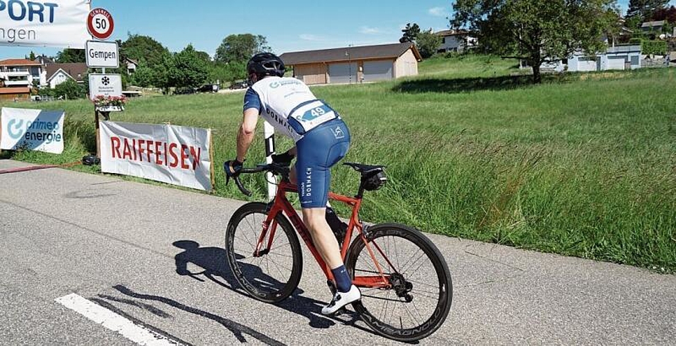 Oben angekommen: Das Bergzeitfahren startet in Dornach und endet in Gempen.