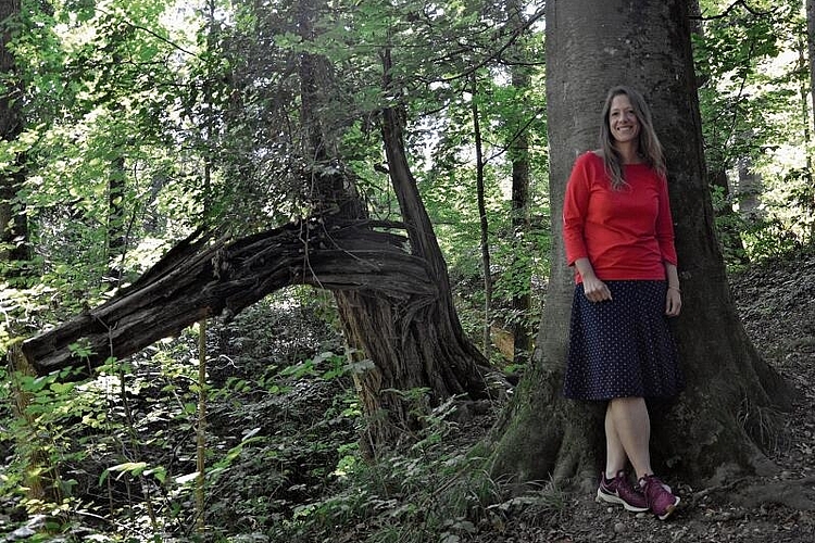 «Drachenbaum»: Inspiration findet Barbara Rosslow in der Natur – zum Beispiel bei diesem eingeknickten Baum 
nahe des Predigerhofs, wo sie gerne spazieren geht. Fotos: Mirjam Sinniger