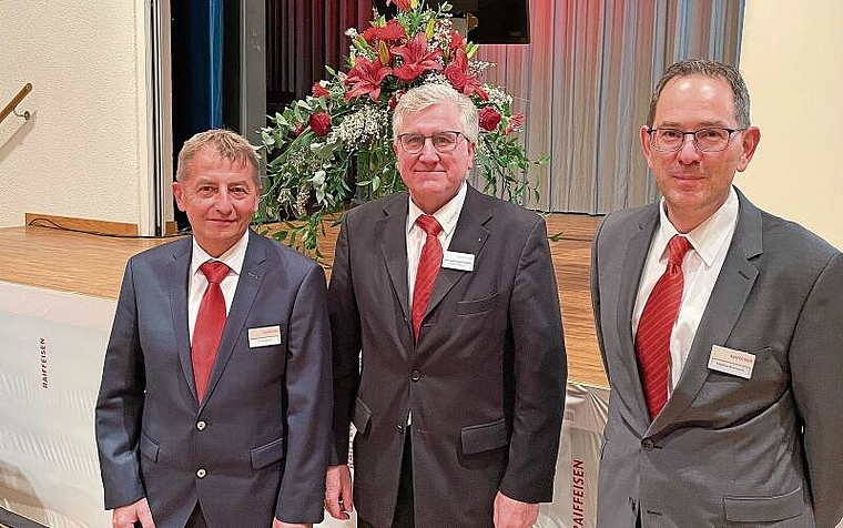 Aus dem Verwaltungsrat der Raiffeisen Laufental-Thierstein zurückgetreten: (v.l.) Bruno Cueni, Erwin Bärtschi und Stephan Bannwart. Foto: thomas Immoos