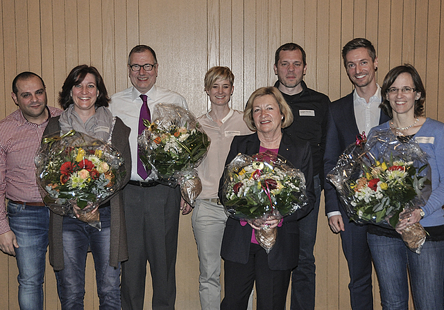 Der Vorstand des kmu Reinach (v. l.): Antonio Franco, Monika Trüssel (Vizepräsidentin), Robert Stierlin, Simone Brugger, Gerda Massüger (Präsidentin), Martin König, Stefan Suppiger und Christa Strohm. Es fehlen Thierry Liechti und Sven Reiniger.