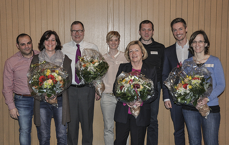 Der Vorstand des kmu Reinach (v. l.): Antonio Franco, Monika Trüssel (Vizepräsidentin), Robert Stierlin, Simone Brugger, Gerda Massüger (Präsidentin), Martin König, Stefan Suppiger und Christa Strohm. Es fehlen Thierry Liechti und Sven Reiniger.