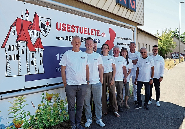 Organisationskomitee voller Vorfreude: (von links) Lukas Müller, Fabio Back, Michael Ruchti, Heidi Teal, Paul Nussbaumer, Claudia Schreiber, Peter Gugler, Silvan Ulrich und Andreas Mohn. Foto: Florin Bürgler