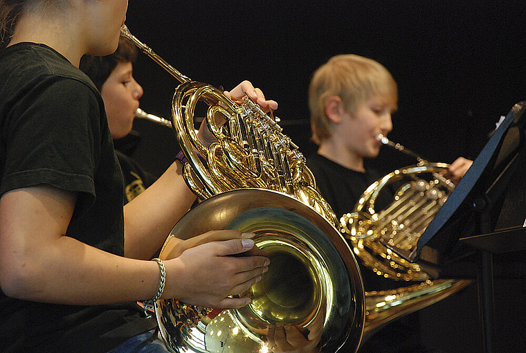 Spielten Carl Maria von Weber und Mozart: Das Hornensemble unter der Leitung von Heiner Krause.  Foto: Thomas Brunnschweiler