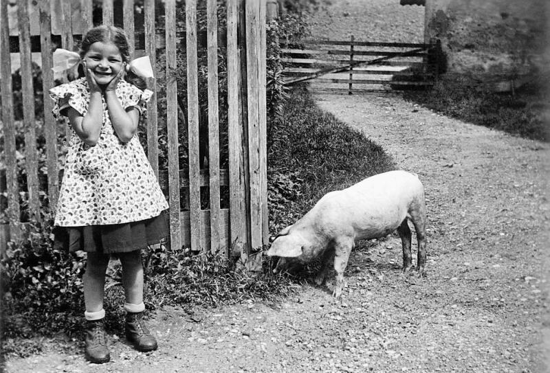 Mädchen aus Langenbruck: Annemarie Wackernagel mit einem Landschweinchen im Jahr 1935. Foto: Karl Wackernagel-Vischer (†)